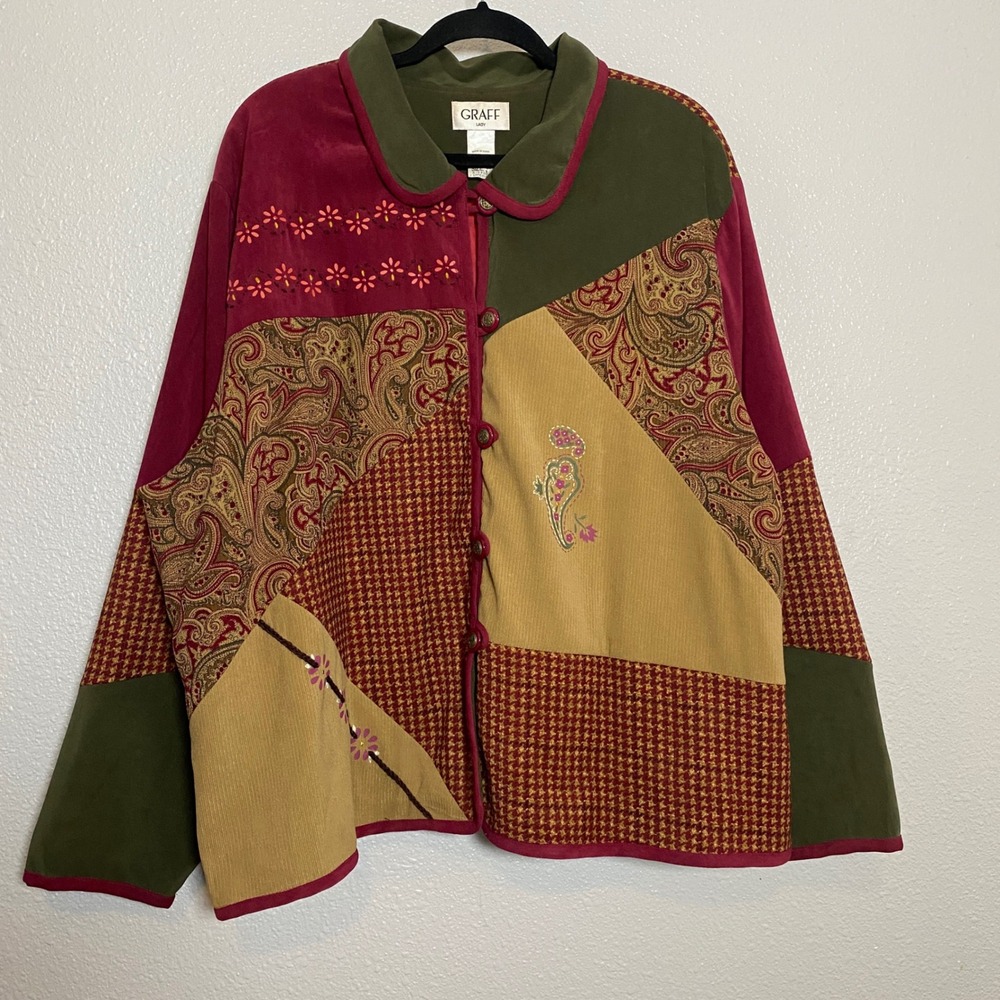 Vintage Patchwork Jacket 3X Bohemian Boho Artsy Goblincore Cottagecore Fall